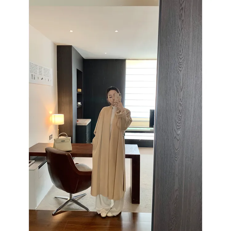 5werkwen 矜奢系列|简奢浴袍 1OO绵羊毛长款浴袍双面呢大衣42-45