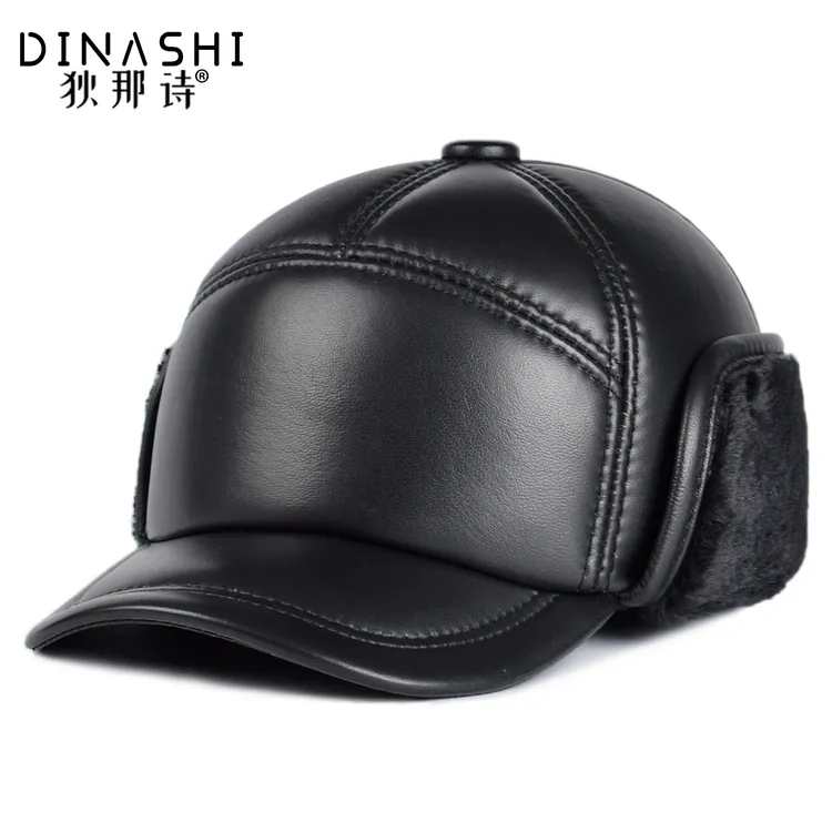 皮帽子男真皮冬季中老年爸爸冬帽护耳防寒老头棉帽保暖老人帽爷爷