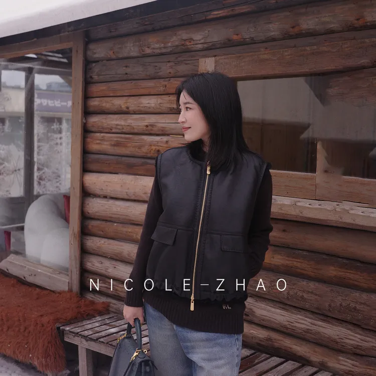 （预售）【贵姐NICOLE】限量版西班牙进口羊绒拉贡两面穿马甲5NWJ035