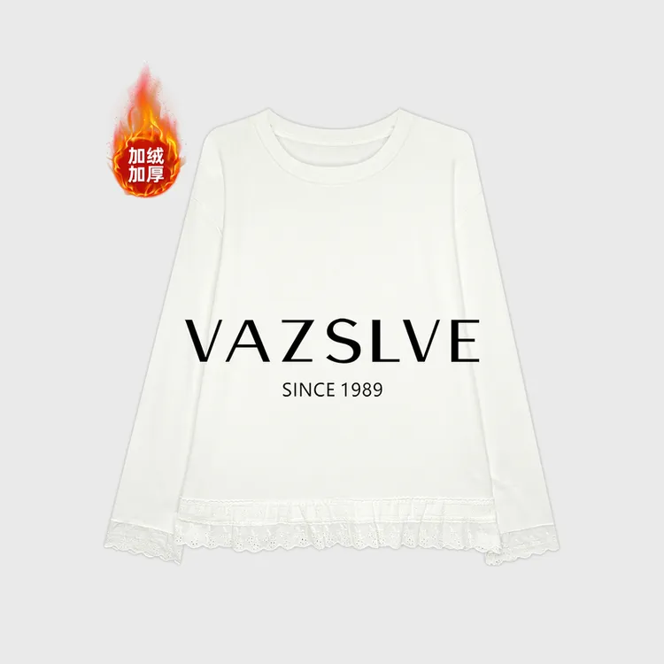 【广州微姐】新款蕾丝设计师气质休闲纯色T恤T9475