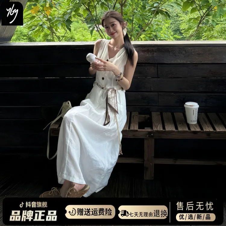 波西米亚海边度假高级感白色连衣裙子女夏季2025新款流行爆款长裙
