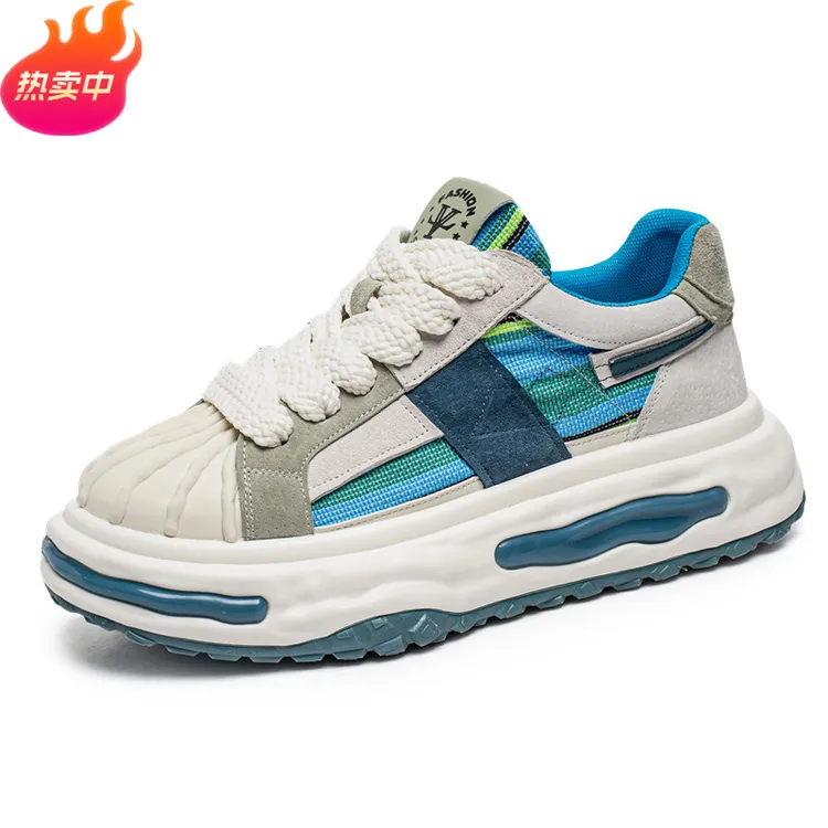 男鞋复古潮搭透气拼接帆布鞋男港风小众四季抖音直播板鞋