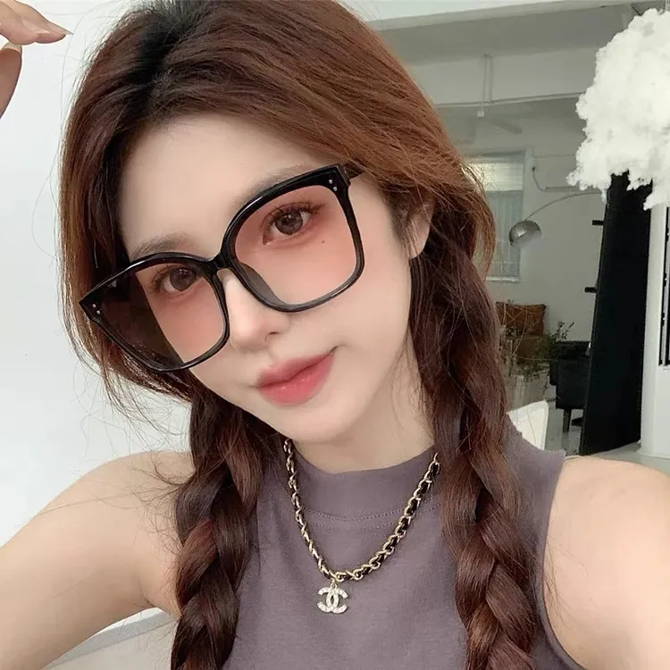 韩系GM米钉腮红渐变色大框落日太阳镜圆脸显瘦防晒女素颜网红墨镜