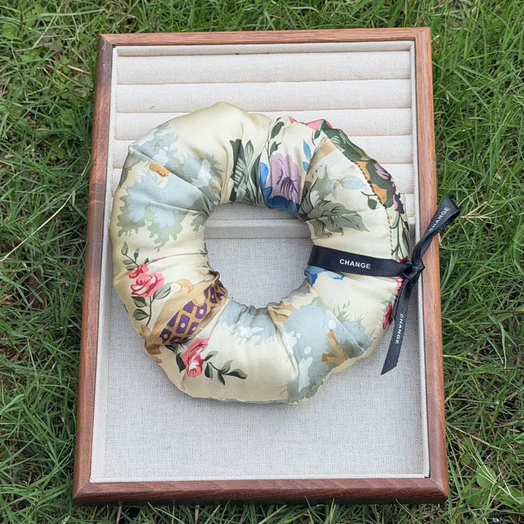 6cm真丝填充发圈发饰法式百搭头饰19姆米100%桑蚕丝典雅气质护发