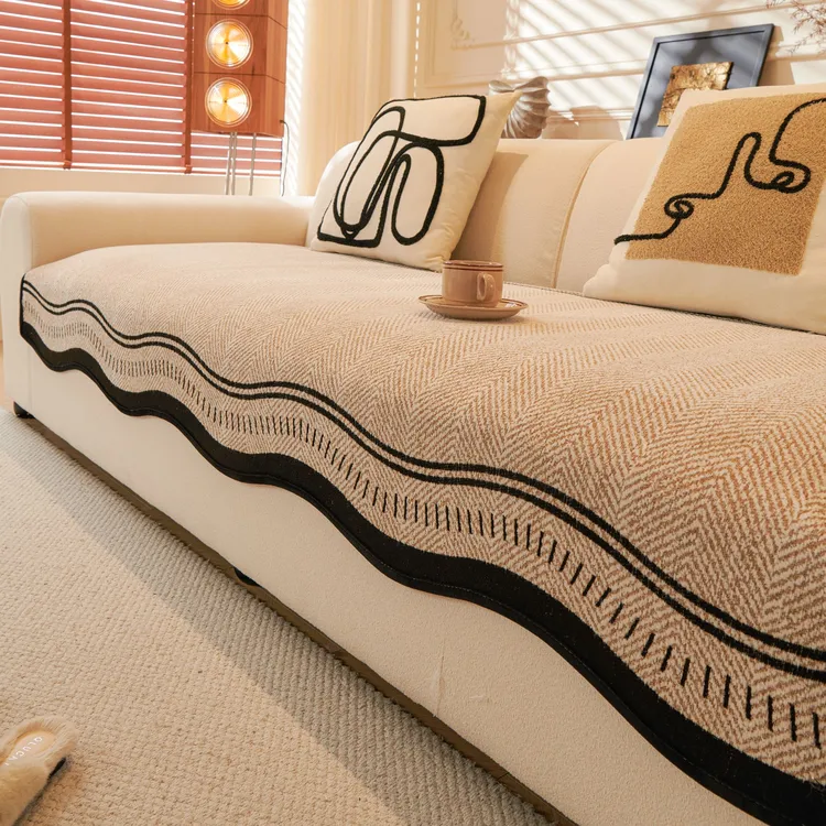 麦颜高级感异形皮沙发垫雪尼尔2025新款四季通用固定防滑商品图