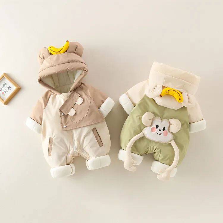 婴儿笑脸猴新生婴儿衣服冬装可爱超萌男女宝冬季外出儿加厚棉服
