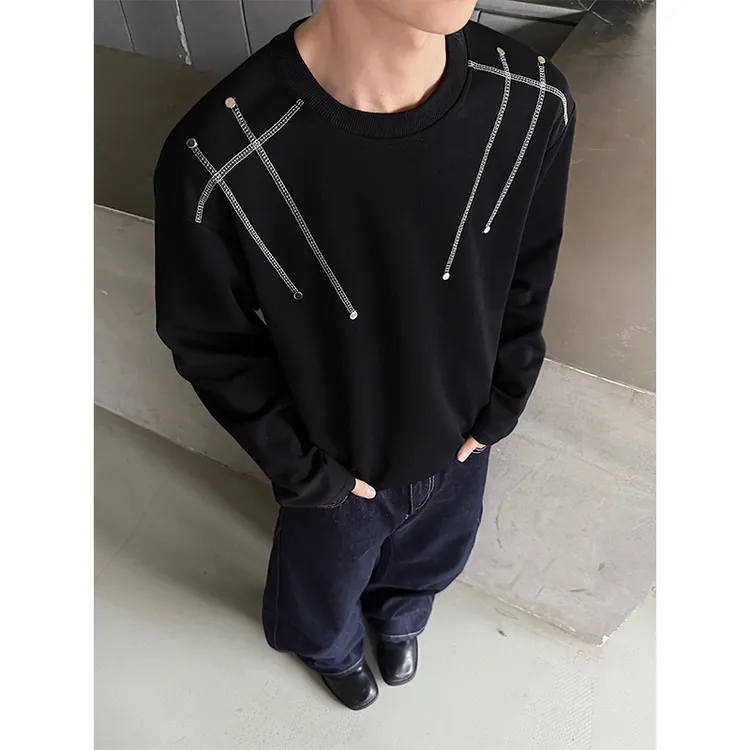 DT潮牌秋季长袖款印花圆领长袖套头卫衣宽松港风休闲风美式卫衣