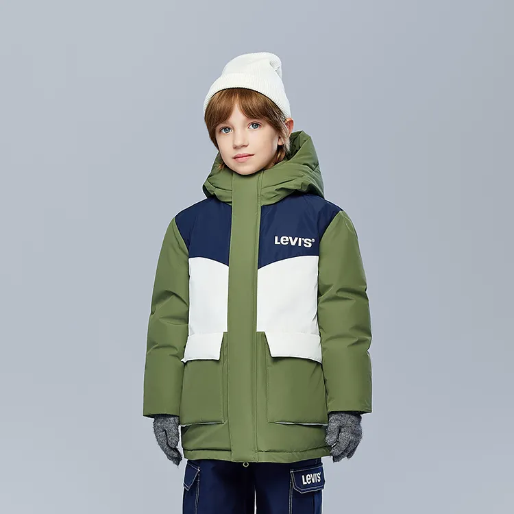 【三防面料】Levi's李维斯儿童长款羽绒服冬季新款加厚棉服外套P847