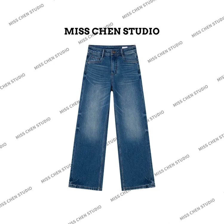 【杨？林】直筒裤秋季牛仔长裤hhy皇家蓝 休闲女装百搭牛仔5525