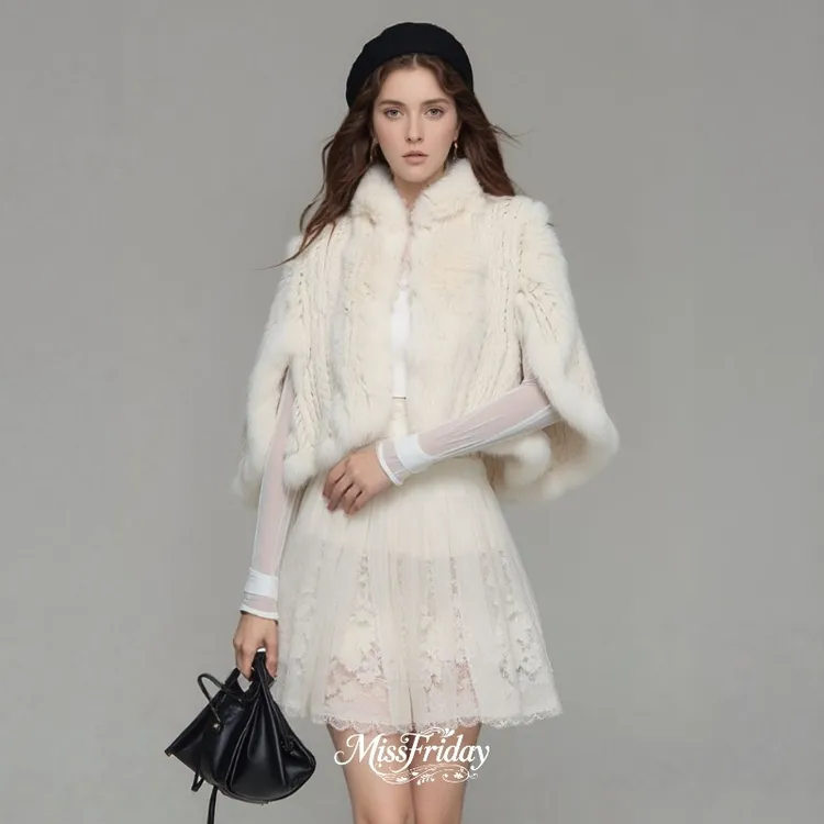 MissFriday｜秋冬兔毛狐狸毛皮草斗篷可爱时尚高级感洋气百搭5760