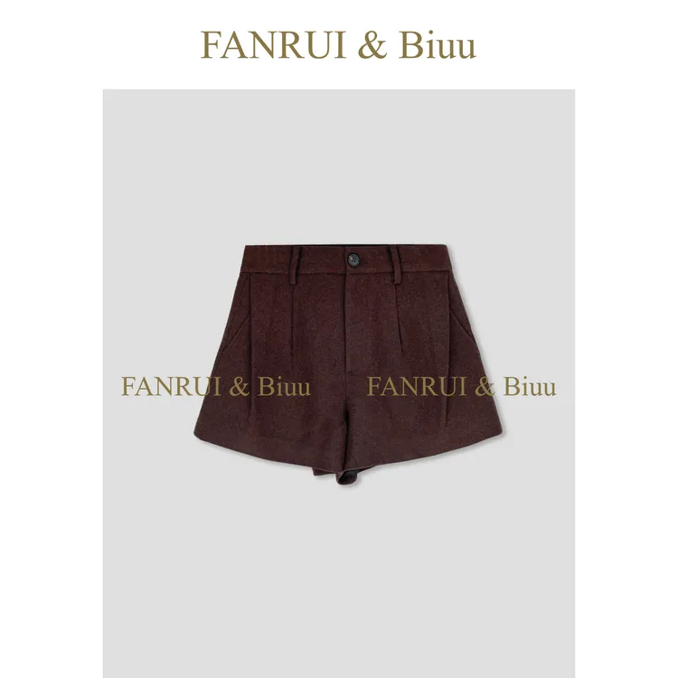 FANRUI/泛芮「贝贝biuu」羊毛花纱洋气百搭时髦高级感短裤女B18617