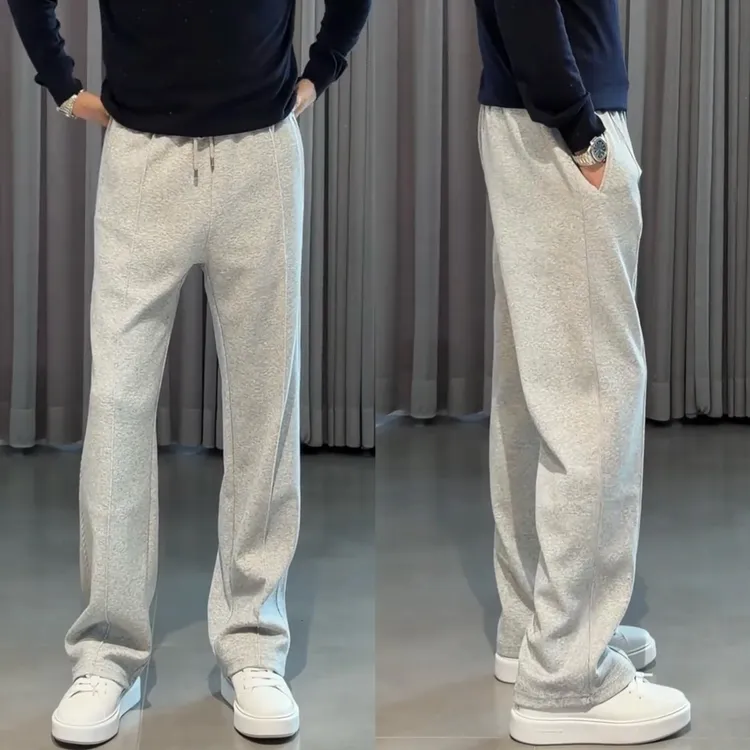 高端时尚男士直筒休闲裤秋冬季新款阔腿运动卫裤子轻奢痞帅男装