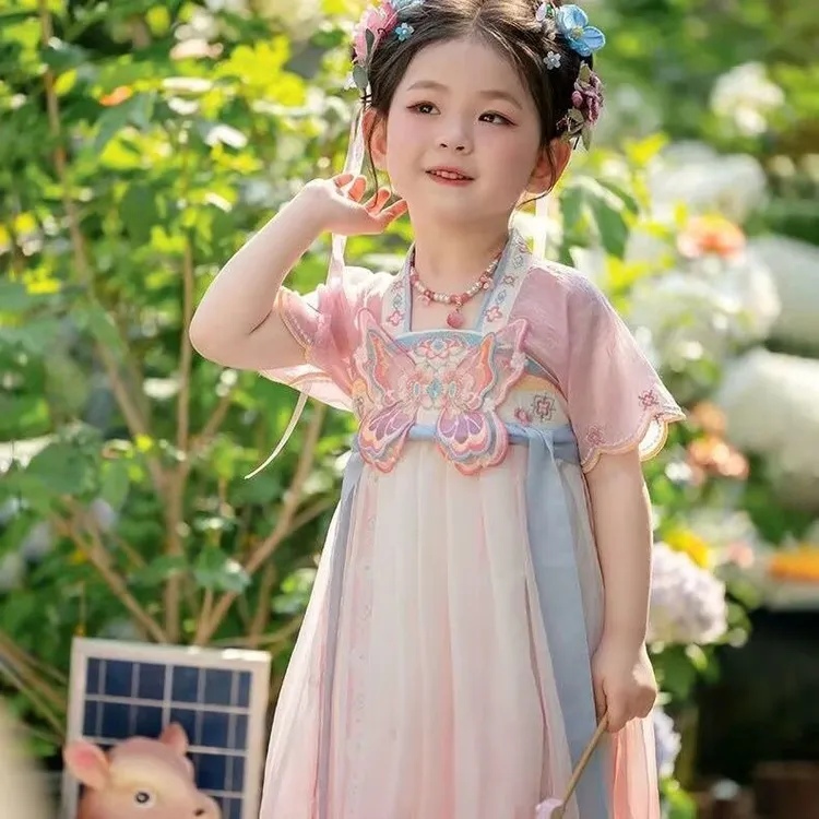 汉服女童夏季2025新款儿童古风超仙夏季超薄款女孩古装国风公主裙
