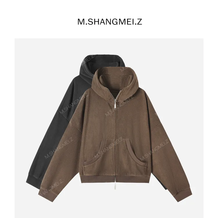M.SHANGMEI.Z/沐熙【烟火】美大哥宽松休闲连帽拉链卫衣X1075029