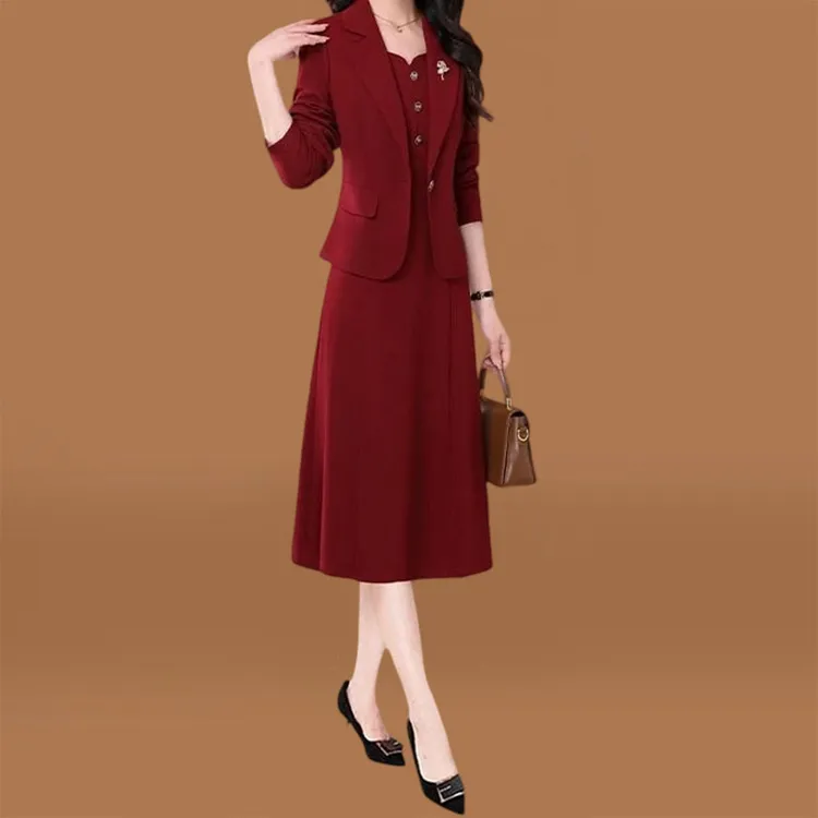 喜婆婆婚宴装2025新款女春秋季连衣裙长袖妈妈婚礼服十三行两件套