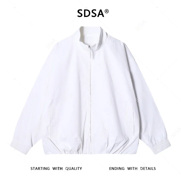 SDSA男士秋冬新款痞帅男装韩版纯色竖纹拉链拉链夹克百搭时尚外套