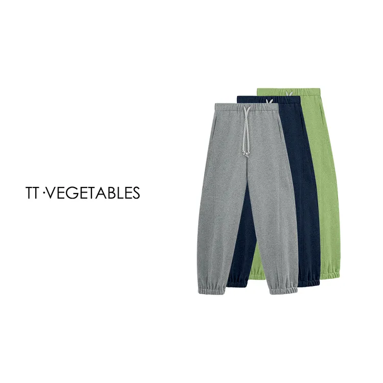 噢芬/小个子【苔灰】纯棉加绒慵懒宽松抽绳秋季显瘦长裤526822