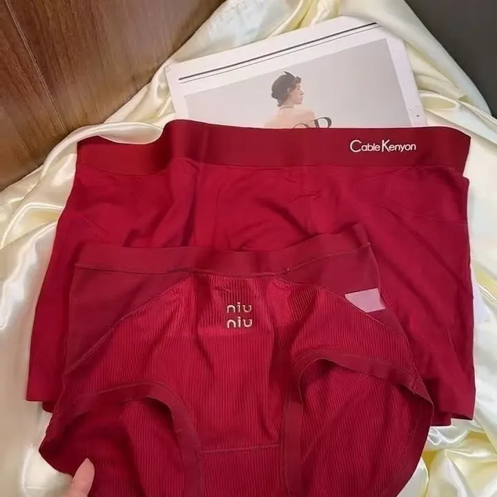 新款情侣发财鸿运当头亲肤透气大码紫色内裤裤衩情侣款天生一对