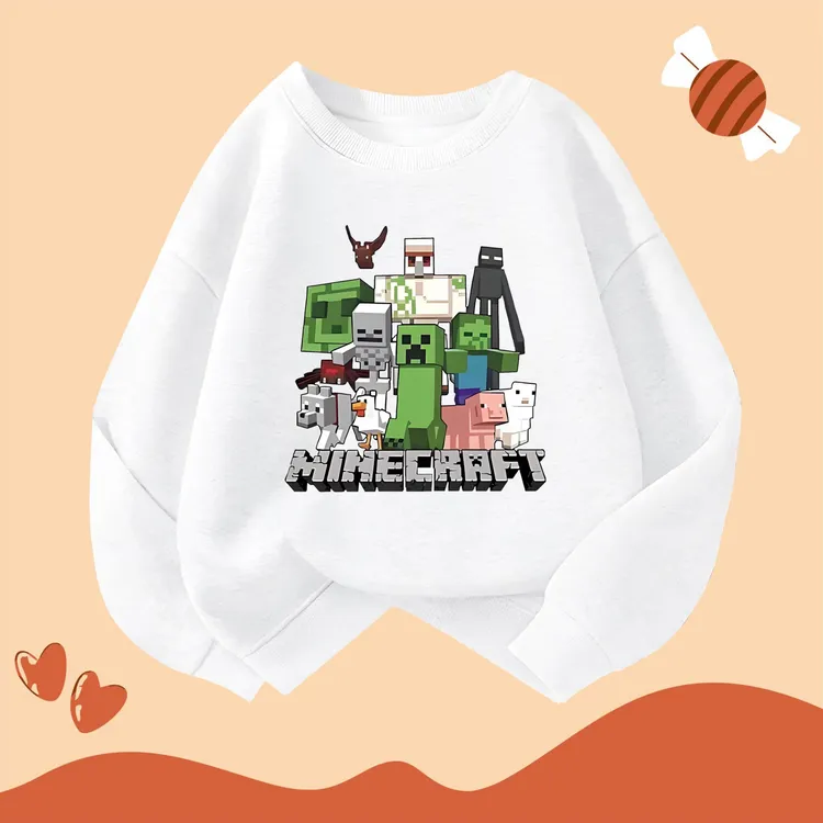 儿童圆领卫衣我的世界秋冬季男孩女童儿童加绒打底中国风套头学生