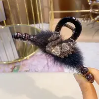 T142玫瑰天鹅毛毛抓夹13cm  