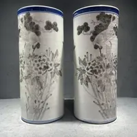 青花墨彩松鹤延年帽筒