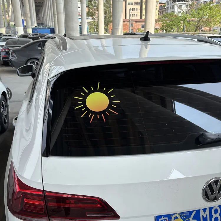 太阳个性创意贴纸静电车贴三角窗车身汽车贴纸防晒图案划痕车贴
