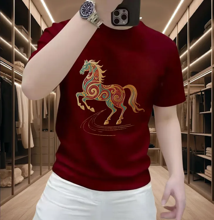 纯棉新款圆领短袖男士创意印花T恤个性夏季男装百搭休闲打底上衣T