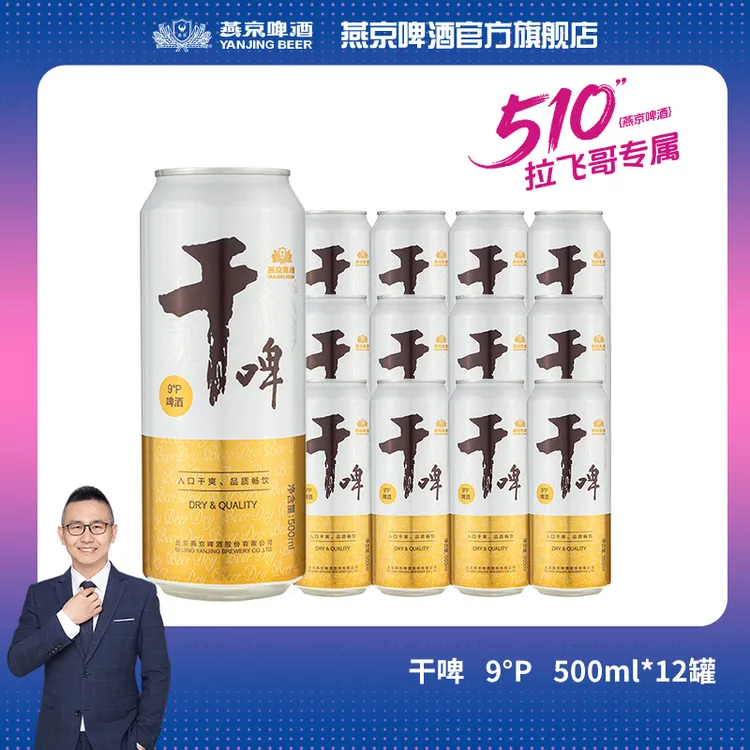 燕京啤酒9度燕京干啤啤酒500ml*12听干爽经典啤酒