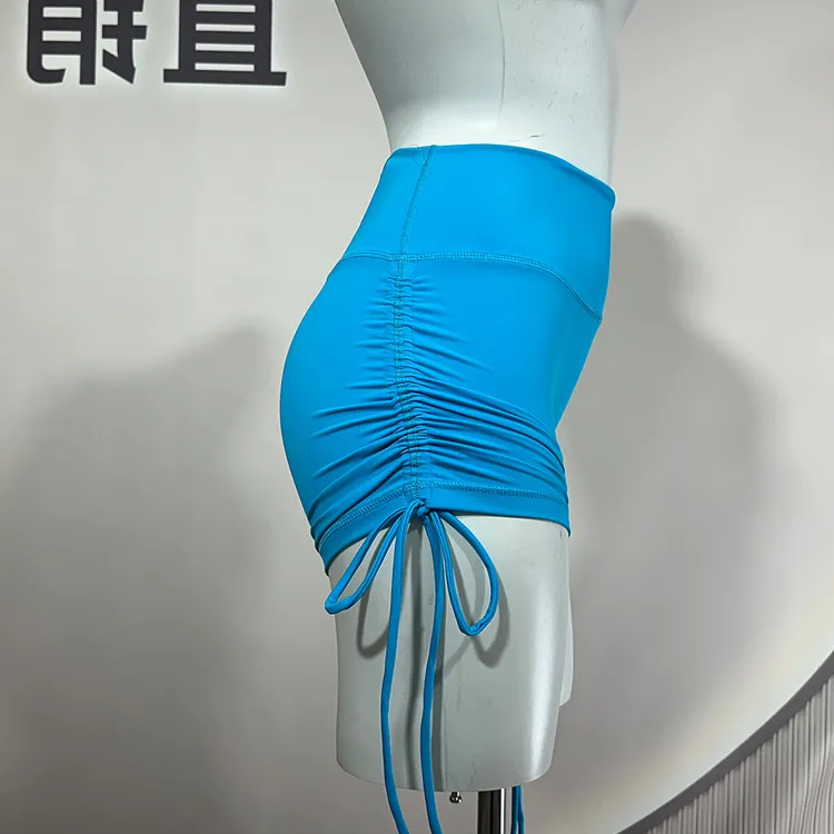 抽绳紧身短裤女跑步提臀健身瑜伽运动无尴尬线裸感热裤