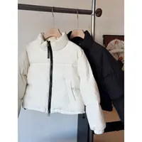 小个子圆圆Y9922黑白肯豆风立领短款羽绒服95白鸭绒时尚保暖外套