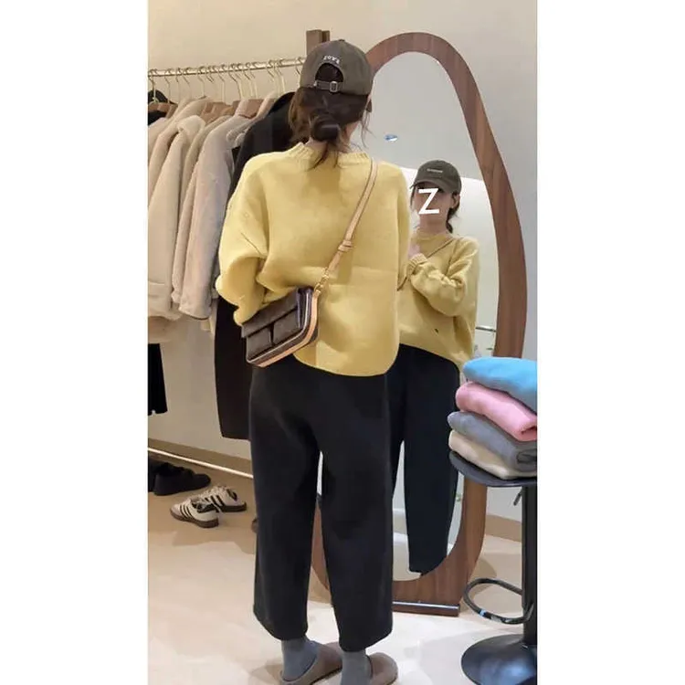 今年流行时尚套装女秋冬季新款胖妹妹休闲针织毛衣休闲裤两件套装