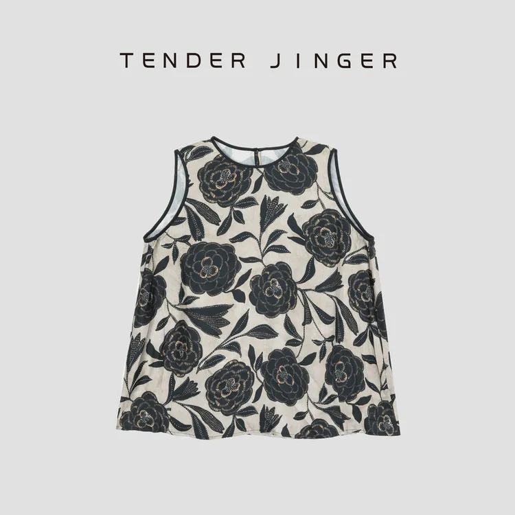 Tender Jinger桑蚕丝山茶花印花小衫T52LAN30287