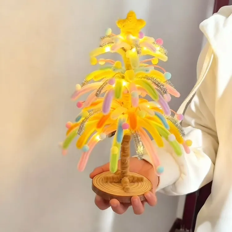 扭扭棒烟花圣诞树diy手工材料包自制圣诞节成品礼物温馨节日摆件！