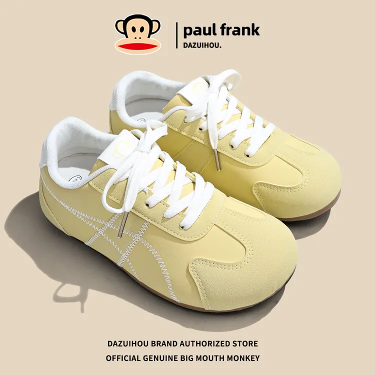 大嘴猴可爱风奶油黄学生女款德训鞋舒适轻便潮流小众设计感休闲鞋
