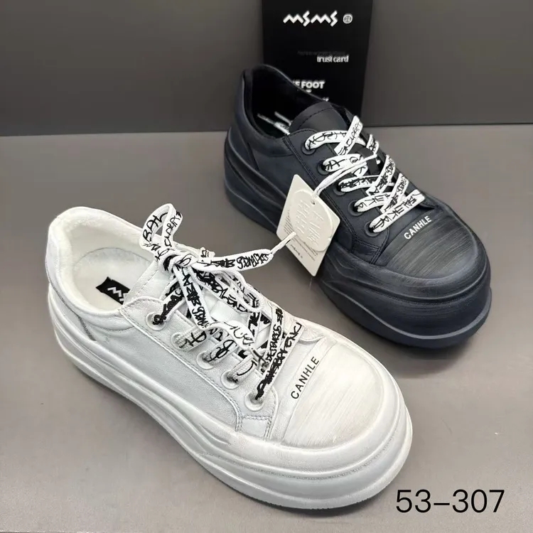 玛莎玛索冬季加绒53-307个性涂鸦厚底鞋女潮流做旧风松糕底休闲鞋