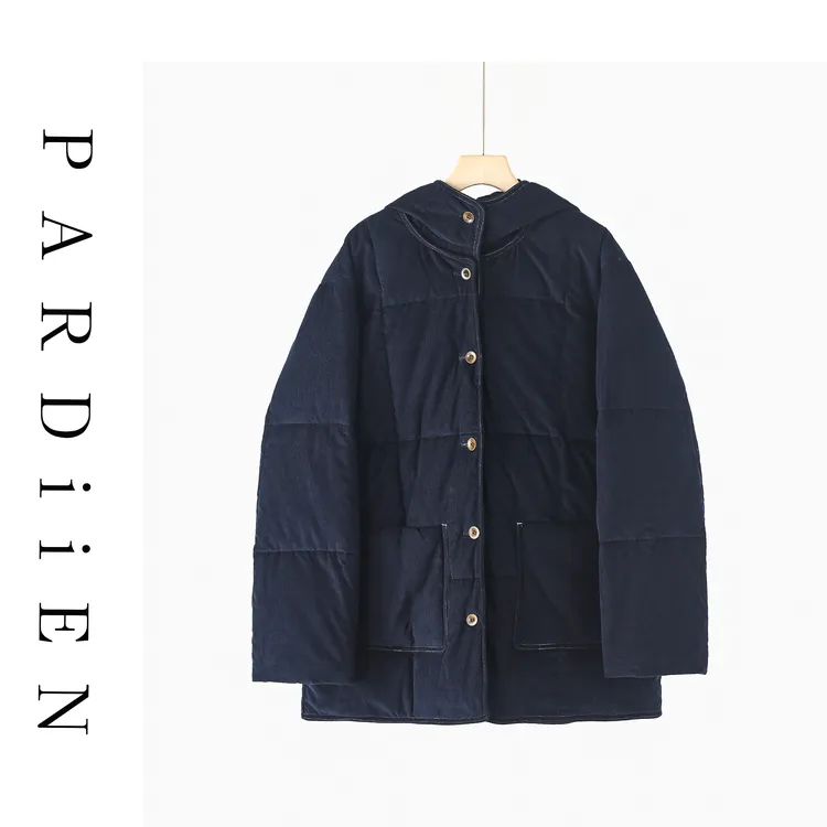 【北总严选】帕迪恩百搭灯芯绒连帽羽绒服25PD-647