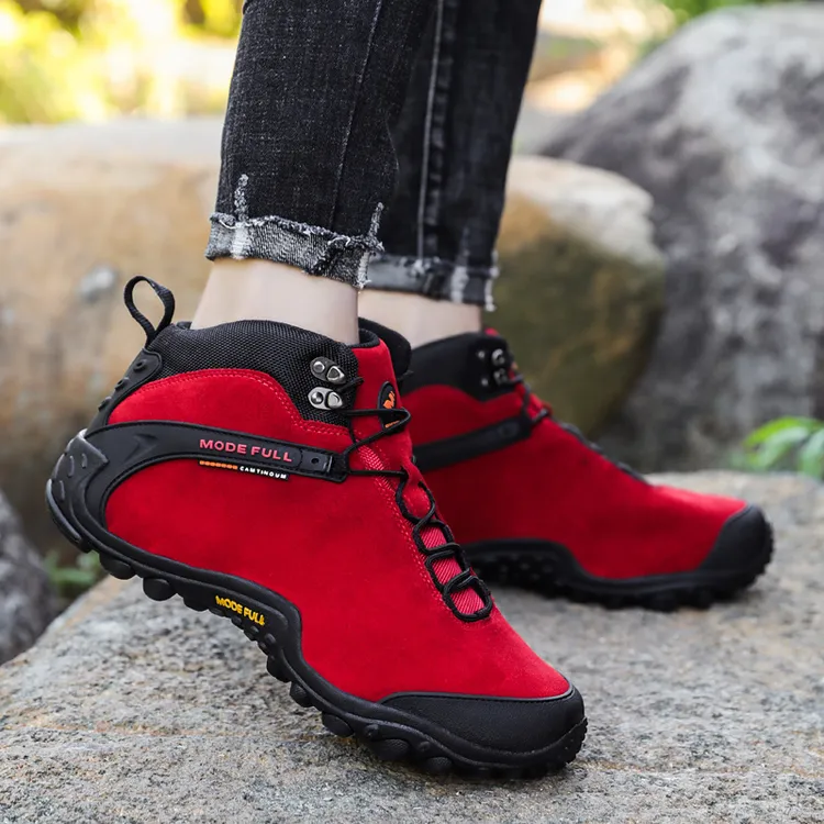 秋冬季男女款高帮户外登山鞋防水防滑耐磨旅行爬山徒步鞋子可加绒