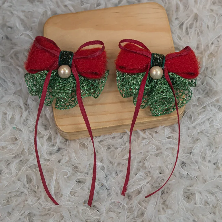 饰阿梁4483 圣诞小裙子汗毛夹儿童头饰女孩节日可爱发饰发夹日常