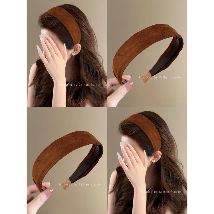 意式摩卡~覆古咖色丝绒发箍女2025新款气质美拉德头箍2025新款