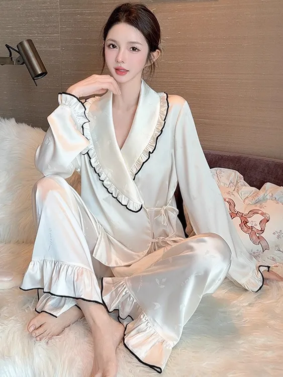 【DMXJ大梦想家】甜美可爱少女睡衣女夏季款休闲开衫长裤家居服套装