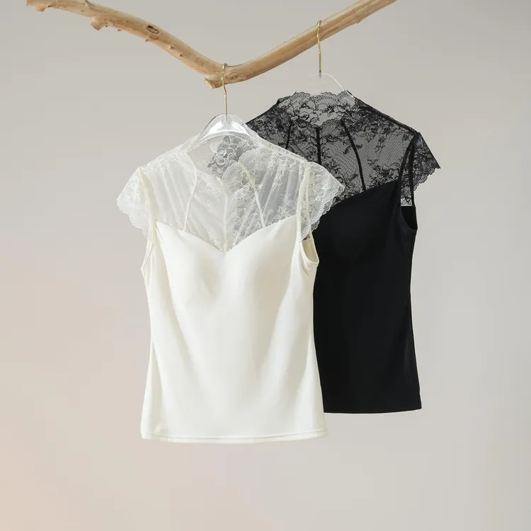 西子/【芳影】性感蕾丝拼接带胸垫保暖打底背心内衣/NYWY024