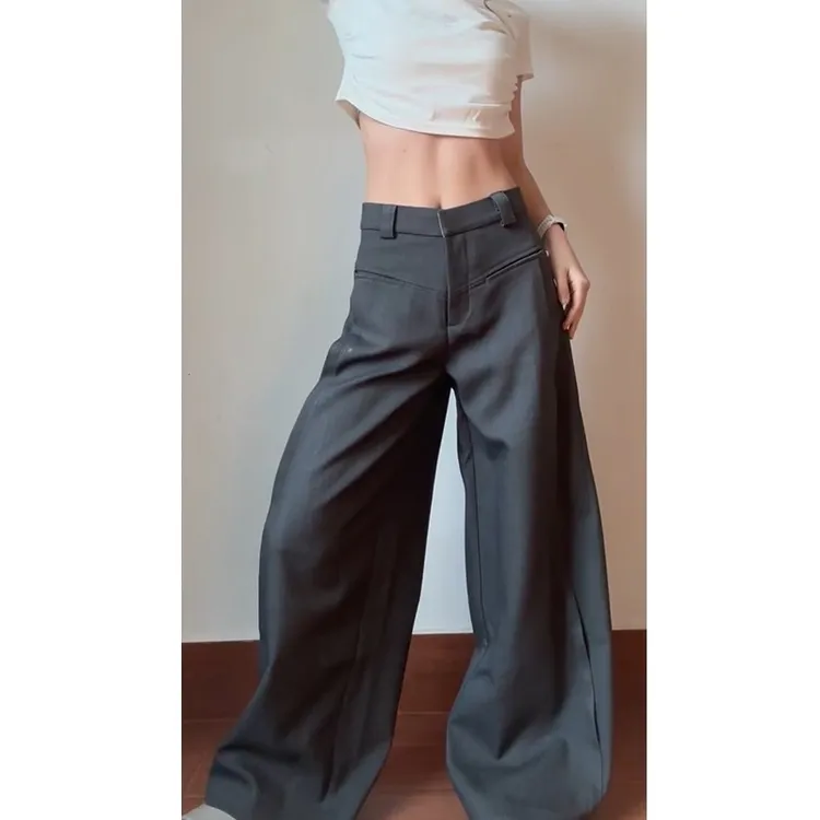 180高个子加长版西装裤女百搭阔腿垂感拖地宽松灰色休闲拖地长裤