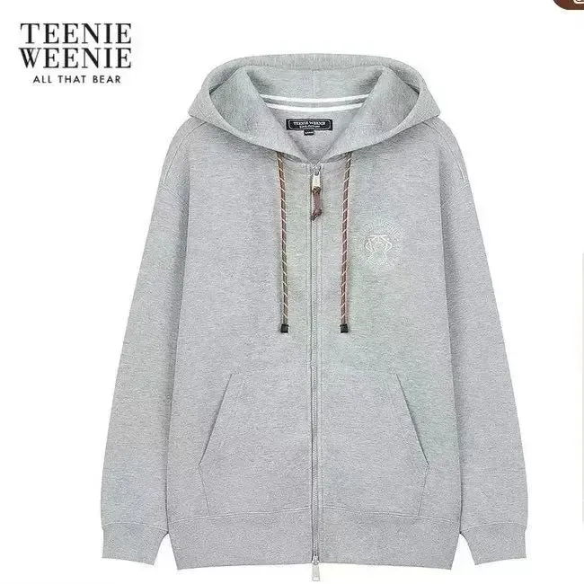 Teenie Weenie连帽长袖短外套灰色外套女装带帽TTMZ254903W