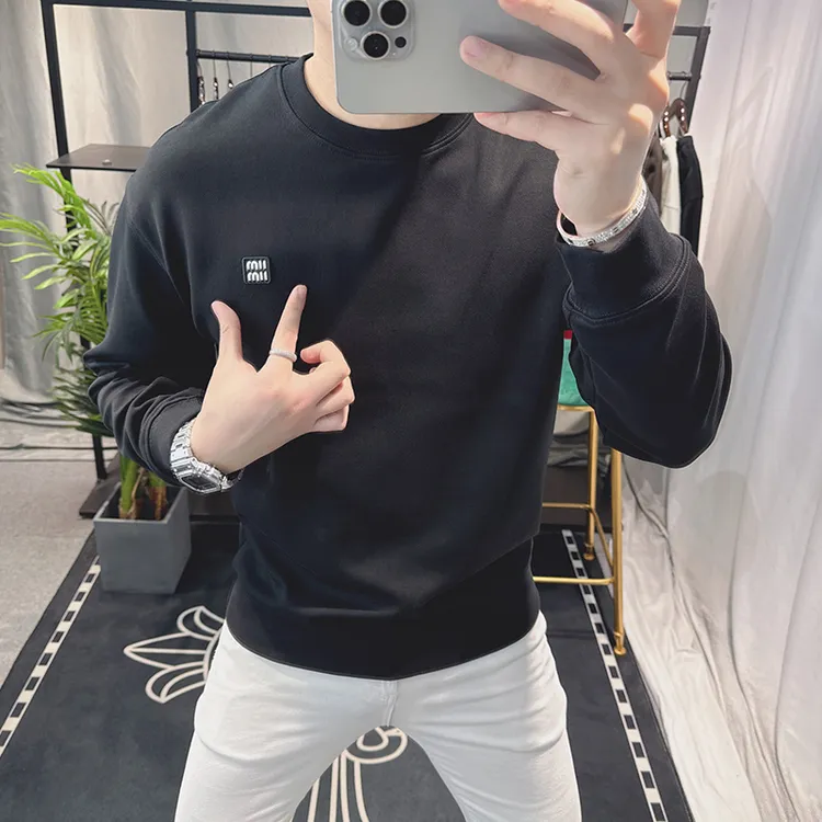 欧洲站2025新款秋季卫衣男时尚简约刺绣休闲套头男士上衣潮牌圆领
