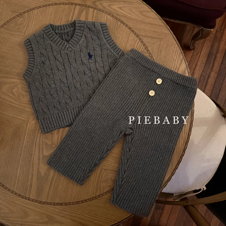Pie baby-秋冬款加厚针织裤宝宝北欧风坑条婴幼儿休闲大pp裤长裤