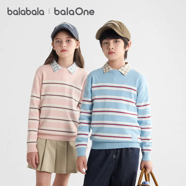【balaOne】巴拉巴拉学院风毛衣男女童装2025新春秋毛衫亲子针织衫