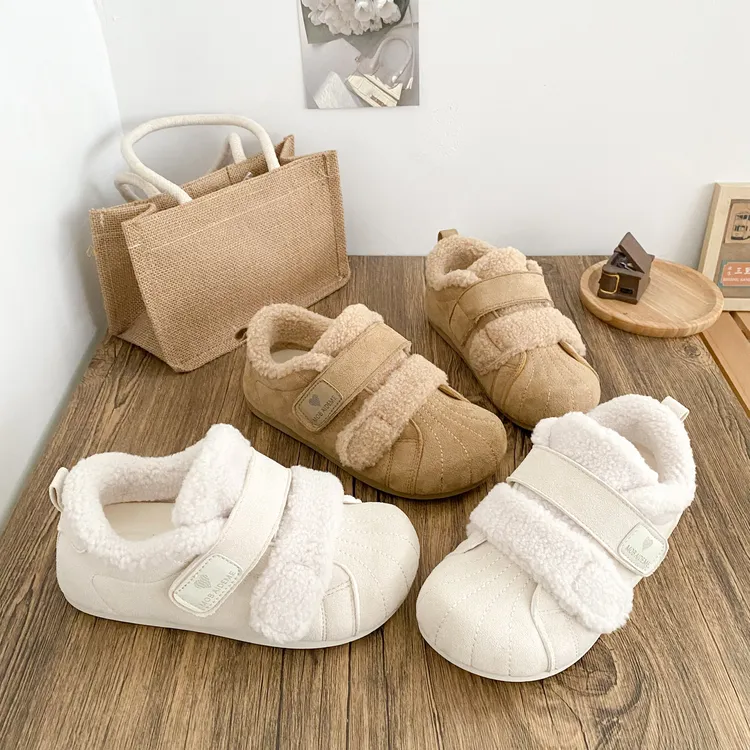 希玥魔术贴秋冬加绒毛毛鞋女款韩系爆款羊羔绒棉鞋保暖二棉板鞋潮