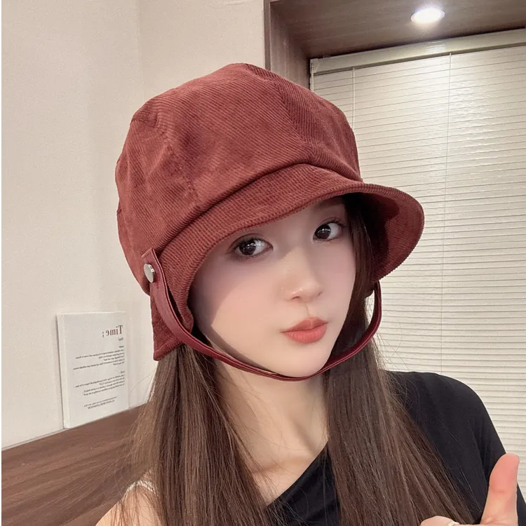 渔夫帽冬季帽子女式报童帽韩版休闲纯色夏季网红百搭复古大头围