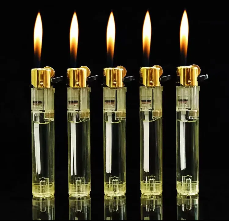 热卖新款创意个性充气透明厚砂轮明火打火机定制广告logo商超酒店