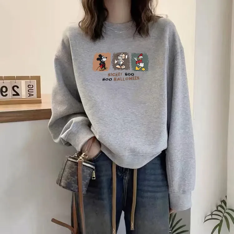 多巴胺圆领套头打底衫加绒加厚卫衣女2025春秋季新款宽松韩版外套